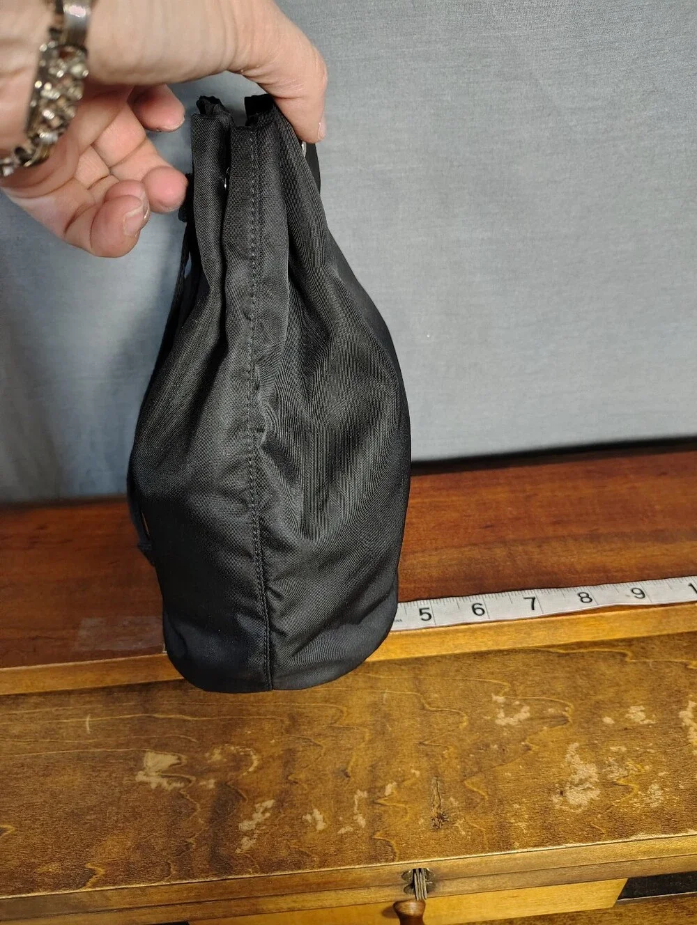 Prada Black Nylon Drawstring Bucket Bag